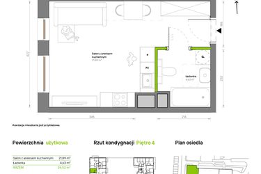 Rzut - Mieszkanie na sprzedaż 1 pokój o powierzchni 26,52 m² - numer A.4.5 w Żywiecka Vita
