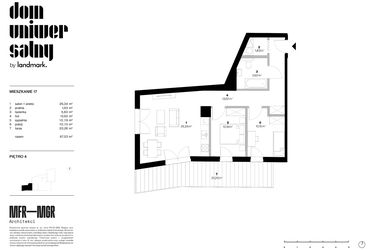 Rzut - Mieszkanie na sprzedaż 3 pokoje o powierzchni 67,53 m² - numer 17 w Dom Uniwersalny