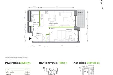 Rzut - Mieszkanie na sprzedaż 2 pokoje o powierzchni 45,67 m² - numer L2/4/34 w Legnicka Vita