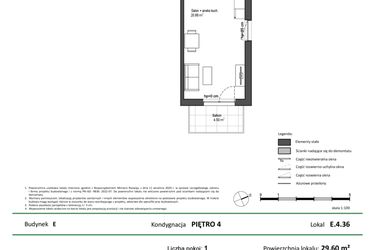 Rzut - Mieszkanie na sprzedaż 1 pokój o powierzchni 29,6 m² - numer E.4.36 w Nowy Świat Ostoja etap II - EFG