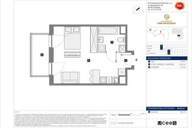 Rzut - Mieszkanie na sprzedaż 1 pokój o powierzchni 30,62 m² - numer G-13 w Apartamenty Park Matecznego Etap 2