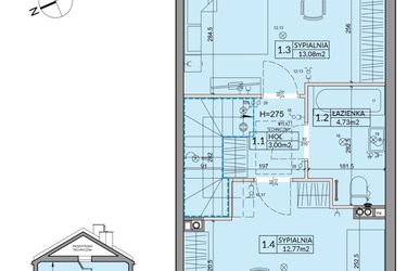 Rzut - Dom na sprzedaż 3 pokoje o powierzchni 72,53 m² - numer 80B w Nova Magdalenka 7 etap IX-XII