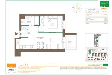 Rzut - Mieszkanie na sprzedaż 2 pokoje o powierzchni 37,8 m² - numer F/29 w Ostródzka 123 - III etap