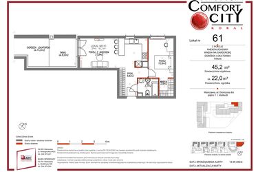 Rzut - Mieszkanie na sprzedaż 2 pokoje o powierzchni 45,2 m² - numer 61 w Comfort City Koral