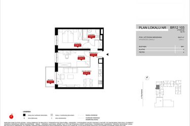 Rzut - Mieszkanie na sprzedaż 3 pokoje o powierzchni 58,07 m² - numer BR12/103 w Browary Wrocławskie 2