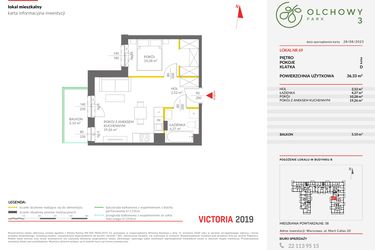 Rzut - Mieszkanie na sprzedaż 2 pokoje o powierzchni 36,33 m² - numer 69 w Olchowy Park III