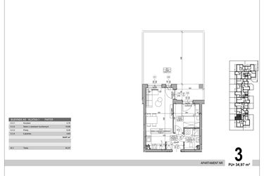Rzut - Mieszkanie na sprzedaż 2 pokoje o powierzchni 34,97 m² - numer A.9.M.3 w Sobola Biel A9