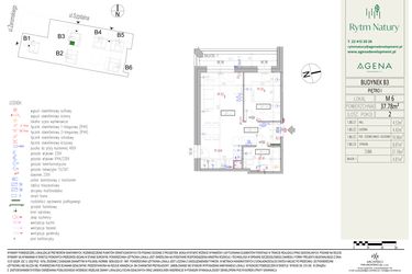 Rzut - Mieszkanie na sprzedaż 2 pokoje o powierzchni 37,78 m² - numer B3M6 w Rytm Natury