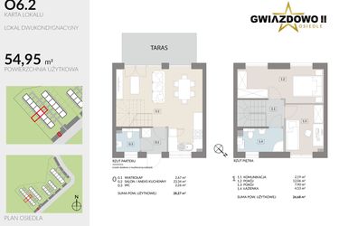 Rzut - Dom na sprzedaż 4 pokoje o powierzchni 54,95 m² - numer O6.2 w Gwiazdowo II
