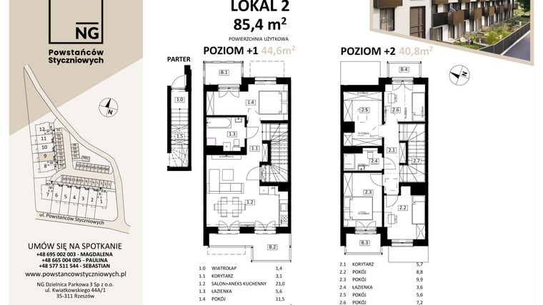Rzut - Mieszkanie na sprzedaż 3 pokoje o powierzchni 86,2 m² - numer 9a w Powstańców Styczniowych