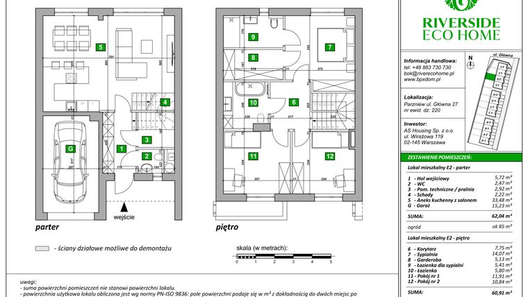 Rzut - Dom na sprzedaż 4 pokoje o powierzchni 123 m² - numer E2 w Riverside Eco Home