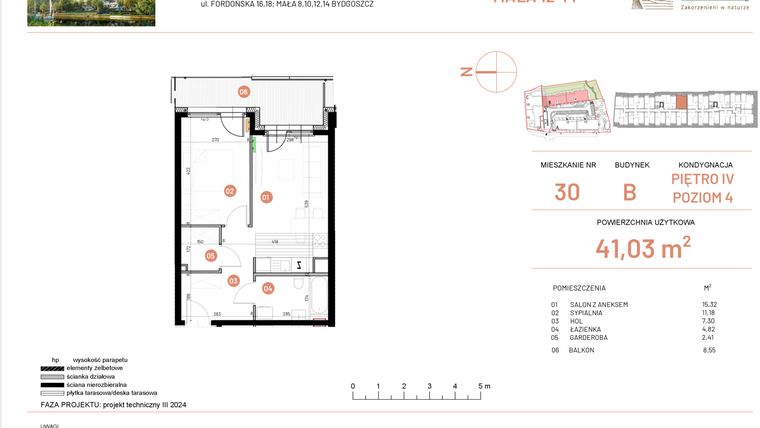 Rzut - Mieszkanie na sprzedaż 2 pokoje o powierzchni 41,03 m² - numer 12.30 w Osiedle Nowe Horyzonty etap III
