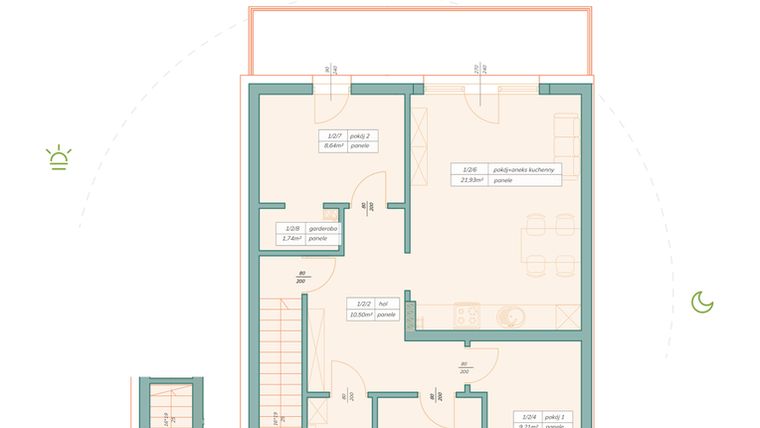Rzut - Mieszkanie na sprzedaż 4 pokoje o powierzchni 66,2 m² - numer 9 w Wspólna 25