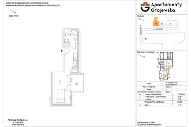 Rzut - Mieszkanie na sprzedaż 1 pokój o powierzchni 25,5 m² - numer M-2 w Apartamenty Grajewska
