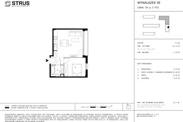 Rzut - Mieszkanie na sprzedaż 2 pokoje o powierzchni 41,12 m² - numer D3.2 w Wynalazek 3A