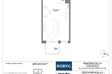 Rzut - Mieszkanie na sprzedaż 1 pokój o powierzchni 33,15 m² - numer 1M02 w Początek Piątkowo bud. F
