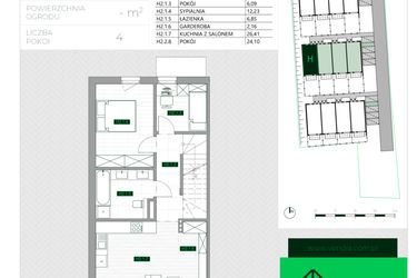 Rzut - Mieszkanie na sprzedaż 4 pokoje o powierzchni 86,2 m² - numer H2 w Zielona Krzyszkowicka