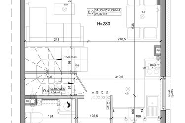 Rzut - Dom na sprzedaż 3 pokoje o powierzchni 76,58 m² - numer 8B w Zielono Mi etap VI