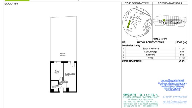 Rzut - Mieszkanie na sprzedaż 2 pokoje o powierzchni 36,56 m² - numer 10C/5 w Jasielska 8C etap II
