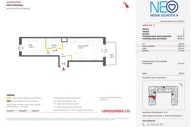 Rzut - Mieszkanie na sprzedaż 2 pokoje o powierzchni 39,34 m² - numer 16 w Neo Nova Ochota 4