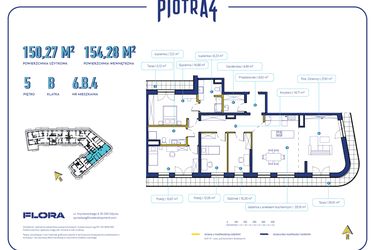 Rzut - Mieszkanie na sprzedaż 3 pokoje o powierzchni 55,04 m² - numer 6B4 w Piotra 4