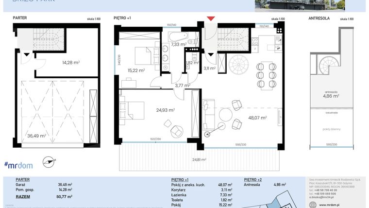 Rzut - Mieszkanie na sprzedaż 3 pokoje o powierzchni 159,88 m² - numer 9.2.2 w Brizo Park