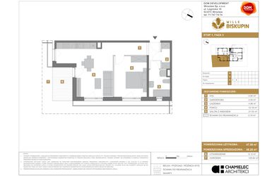 Rzut - Mieszkanie na sprzedaż 2 pokoje o powierzchni 48,28 m² - numer Q2 w Wille Biskupin III