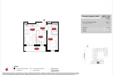 Rzut - Mieszkanie na sprzedaż 3 pokoje o powierzchni 49,85 m² - numer BR11/39 w Browary Wrocławskie 2