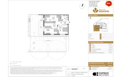 Rzut - Mieszkanie na sprzedaż 3 pokoje o powierzchni 56,31 m² - numer S1 w Wille Biskupin Etap 2.1