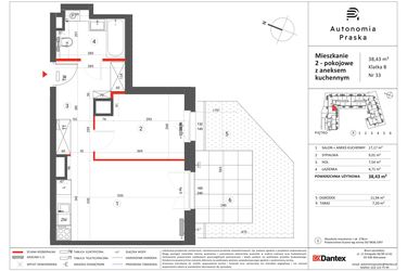Rzut - Mieszkanie na sprzedaż 2 pokoje o powierzchni 38,43 m² - numer 33 w Autonomia Praska