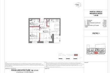 Rzut - Mieszkanie na sprzedaż 2 pokoje o powierzchni 42,73 m² - numer A.5 w Piaseczno Residence