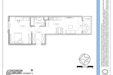 Rzut - Mieszkanie na sprzedaż 2 pokoje o powierzchni 52,96 m² - numer 154 w Osiedle Solne etap II