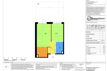 Rzut - Mieszkanie na sprzedaż 2 pokoje o powierzchni 43,57 m² - numer A5 w Augustówka Residence