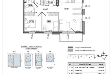 Rzut - Mieszkanie na sprzedaż 3 pokoje o powierzchni 63,11 m² - numer 6.A.21 w Urzeka bud. 6 i 7
