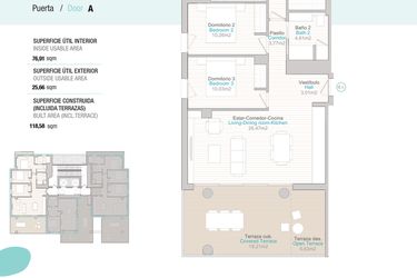 Rzut - Mieszkanie na sprzedaż 3 pokoje o powierzchni 118,58 m² - numer T2-17A w Isea Views