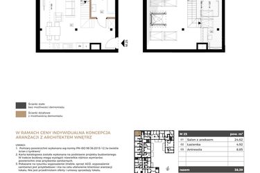 Rzut - Mieszkanie na sprzedaż 1 pokój o powierzchni 38,39 m² - numer M25 w Apartamenty Królewska Huta