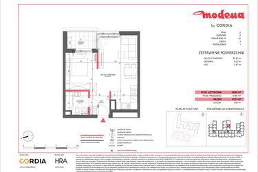 Rzut - Mieszkanie na sprzedaż 1 pokój o powierzchni 40,61 m² - numer A.121 w Modena II