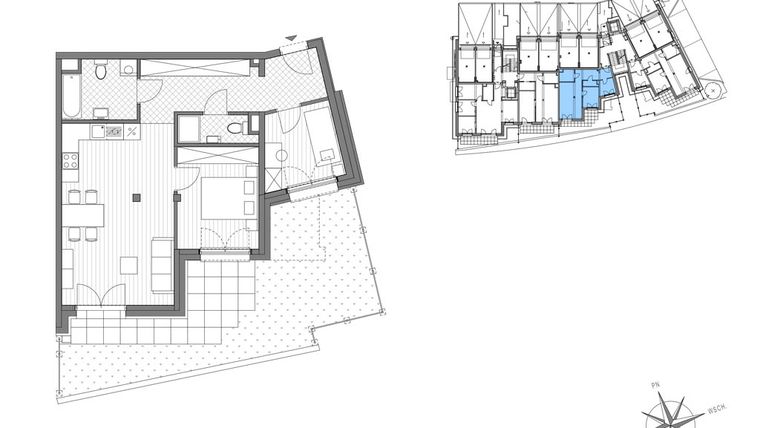 Rzut - Mieszkanie na sprzedaż 3 pokoje o powierzchni 63,28 m² - numer B.2 w Stawowa ABC