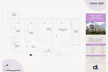 Rzut - Mieszkanie na sprzedaż 4 pokoje o powierzchni 78,96 m² - numer M30 w Dominikanów