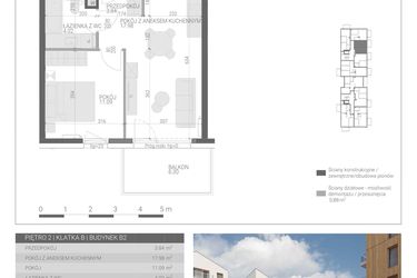 Rzut - Mieszkanie na sprzedaż 2 pokoje o powierzchni 36,93 m² - numer M-31 w Forma Augustów