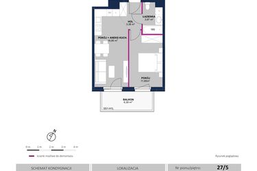 Rzut - Mieszkanie na sprzedaż 2 pokoje o powierzchni 36,25 m² - numer 191 w Moja Północna Etap III