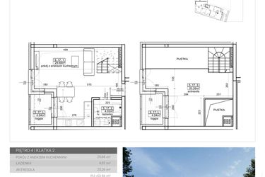 Rzut - Mieszkanie na sprzedaż 1 pokój o powierzchni 53,96 m² - numer 77 w Wave etap II