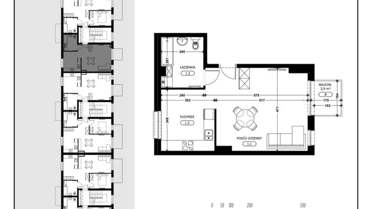 Rzut - Mieszkanie na sprzedaż 1 pokój o powierzchni 41,09 m² - numer B1-M4 w Śląska Park