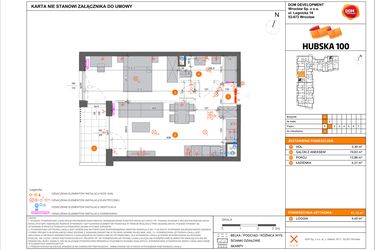 Rzut - Mieszkanie na sprzedaż 2 pokoje o powierzchni 41,12 m² - numer 6 w Hubska 100 etap 2