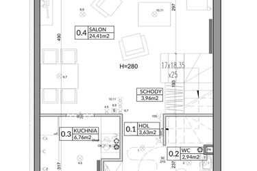 Rzut - Dom na sprzedaż 4 pokoje o powierzchni 83,33 m² - numer 26B w Nova Magdalenka 6