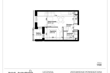 Rzut - Mieszkanie na sprzedaż 2 pokoje o powierzchni 37,15 m² - numer C.65 w Narcyzowe Wzgórza II