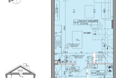 Rzut - Dom na sprzedaż 3 pokoje o powierzchni 72,53 m² - numer 31A w Nova Magdalenka 7 etap IV-VI