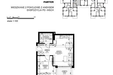 Rzut - Mieszkanie na sprzedaż 2 pokoje o powierzchni 42,37 m² - numer C2-M7 w Stacja Łódź V – etap C2