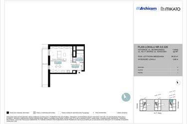 Rzut - Mieszkanie na sprzedaż 1 pokój o powierzchni 39,31 m² - numer A3 226 w Mikato