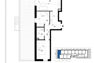Rzut - Mieszkanie na sprzedaż 3 pokoje o powierzchni 59,41 m² - numer 4 w Traugutta